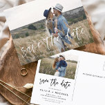 Save the Date Boho Minimalist Photo Modern Postcard<br><div class="desc">Capture the essence of your love story with our Save the Date Boho Minimalist Photo Modern Postcard. This postcard is a fusion of contemporary minimalism and bohemian charm, making it the perfect choice for announcing your upcoming wedding. Featuring your cherished engagement photo, this postcard becomes a tangible memory that your...</div>