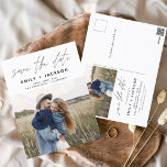 Save the Date Boho Minimalist Photo Modern Postcard<br><div class="desc">Capture the essence of your love story with our Save the Date Boho Minimalist Photo Modern Postcard. This postcard is a fusion of contemporary minimalism and bohemian charm, making it the perfect choice for announcing your upcoming wedding. Featuring your cherished engagement photo, this postcard becomes a tangible memory that your...</div>