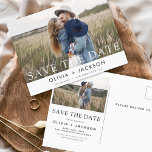 Save the Date Boho Minimalist Photo Modern Postcard<br><div class="desc">Capture the essence of your love story with our Save the Date Boho Minimalist Photo Modern Postcard. This postcard is a fusion of contemporary minimalism and bohemian charm, making it the perfect choice for announcing your upcoming wedding. Featuring your cherished engagement photo, this postcard becomes a tangible memory that your...</div>