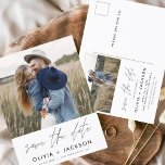 Save the Date Boho Minimalist Photo Modern Postcard<br><div class="desc">Capture the essence of your love story with our Save the Date Boho Minimalist Photo Modern Postcard. This postcard is a fusion of contemporary minimalism and bohemian charm, making it the perfect choice for announcing your upcoming wedding. Featuring your cherished engagement photo, this postcard becomes a tangible memory that your...</div>