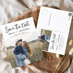 Save the Date Boho Minimalist Photo Modern Postcard<br><div class="desc">Capture the essence of your love story with our Save the Date Boho Minimalist Photo Modern Postcard. This postcard is a fusion of contemporary minimalism and bohemian charm, making it the perfect choice for announcing your upcoming wedding. Featuring your cherished engagement photo, this postcard becomes a tangible memory that your...</div>