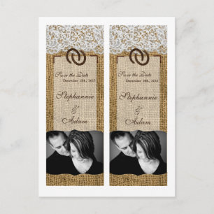 Save the Date Book Mark Favours Horse Shoes Burlap Announcement Postcard