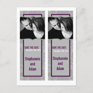 Save the Date Book Mark Favours Modern Grey Damask Announcement Postcard