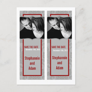 Save the Date Book Mark Favours Modern Grey Damask Announcement Postcard