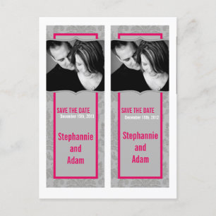 Save the Date Book Mark Favours Modern Grey Damask Announcement Postcard