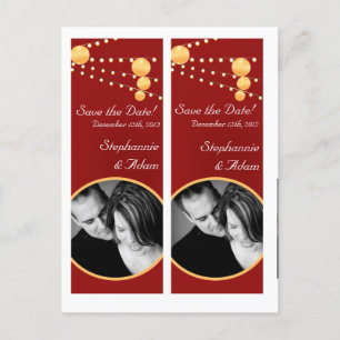 Save the Date Book Mark Favours Paper Lanterns Red Announcement Postcard