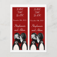 Save the Date Book Mark Favours Penguin Love Coupl