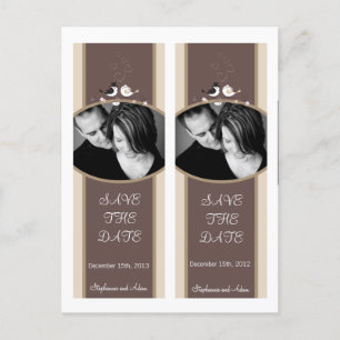Save the Date Book Mark Favours Wedding Birds Brid Announcement Postcard