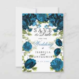 Save the Date Botanical Blue Floral