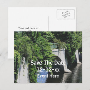 Save The Date Bridge Of Flowers Personalised Announcement Postcard