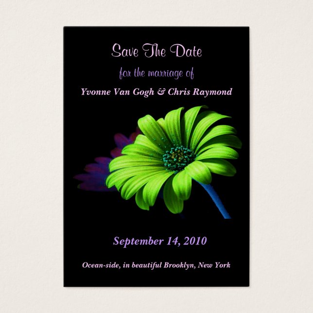 Save The Date Bright Green Daisy III (Front)