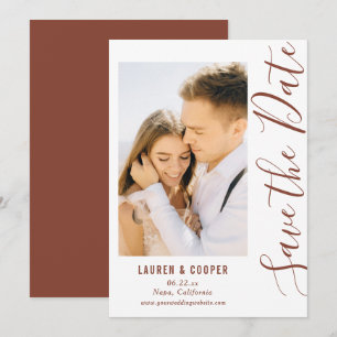 Save The Date Brown Stylish Script Modern Wedding