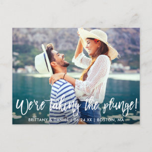 Save the Date Brush Script Taking The Plunge Postcard