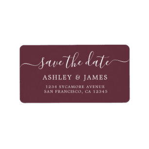 Save the Date Burgundy Address Labels
