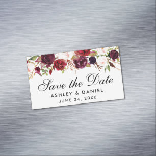 Save The Date Burgundy Floral Mini Magnet
