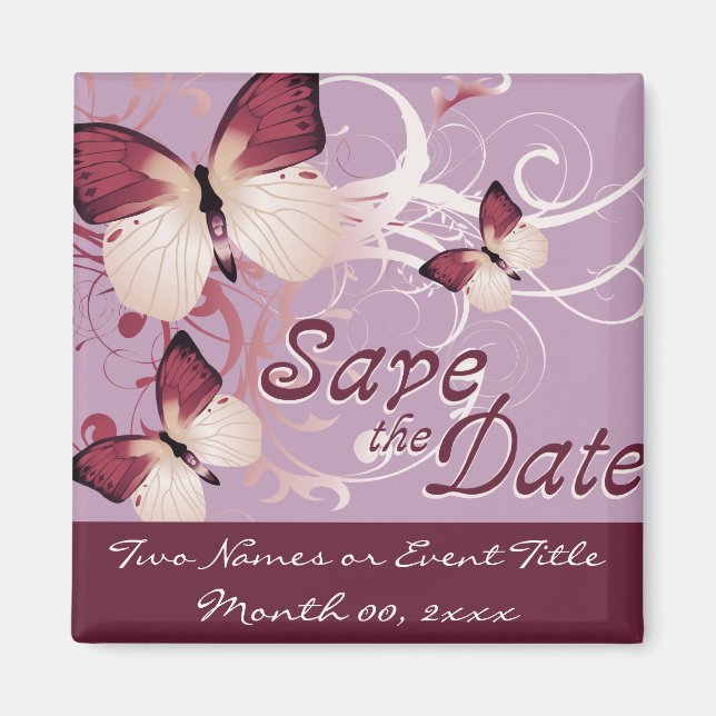 save the date : butterflies : magnet (Front)