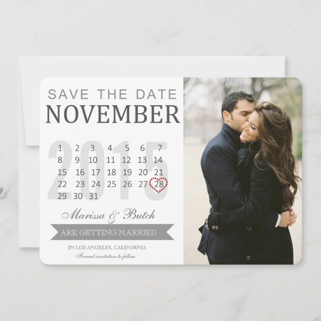 Save the Date Calendar Announcements | Wedding (Front)