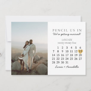 Save the Date Calendar January 2024 Month Chic Invitation