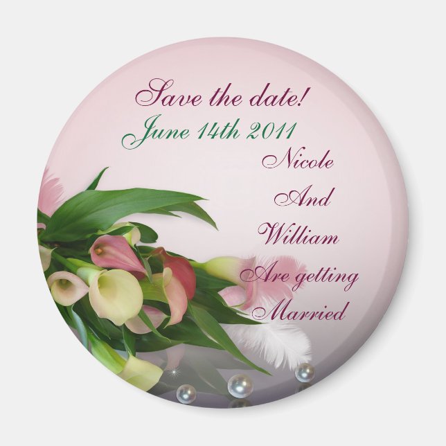 Save the date calla lily bouquet magnet (Front)