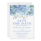 Save the Date Card Blue Hydrangeas Floral Wedding