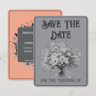 Save The Date Card Peach/Light Grey