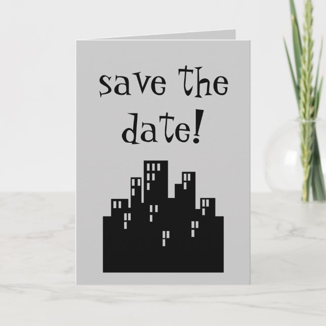 save the date! card with city skyline (Front)