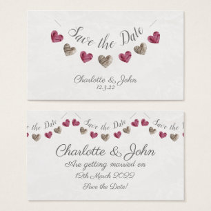 Save the date card with pink & cream wool bunting