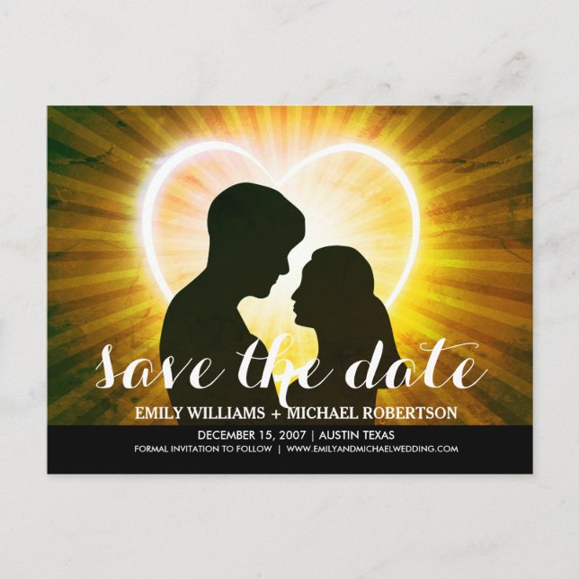 Save the date card with romantic couple (Front)
