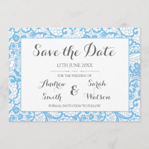 Save the Date cards , Blue Lace Design
