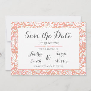 Save the Date cards , Coral Lace Design