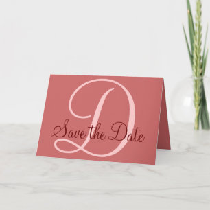 Save the Date Cards Coral Pink Monogram