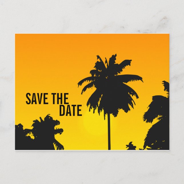 Save the Date Cards Palm Trees Sun (Front)