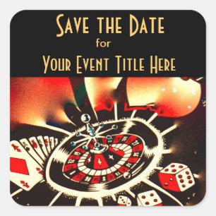 Save the DAte Casino Theme Event Square Sticker