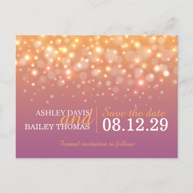 Save the date champagne bubbles wedding postcard (Front)