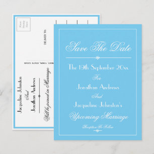 Save The Date Chic Aqua Blue Spring Summer Wedding Invitation Postcard