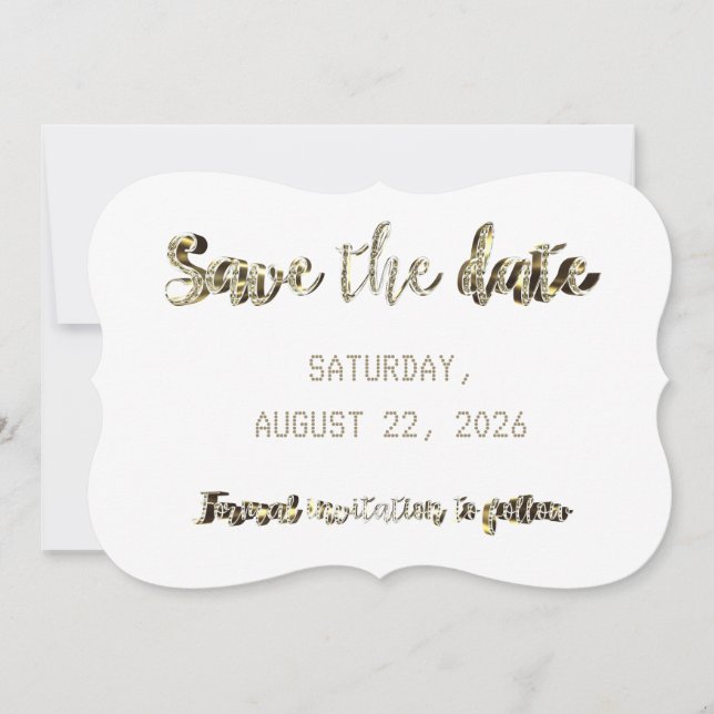 Save The Date Chic Faux Gold Script Wedding Party (Front)