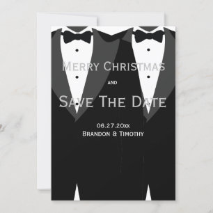 Save The Date Christmas Cards Silver Gay Wedding