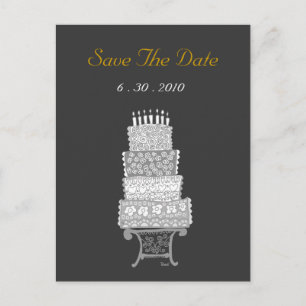 Save The Date Classic Black Wedding Cake Postcard