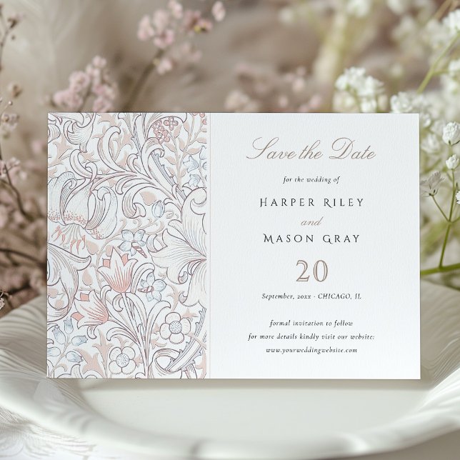 Save The Date Classic Golden Lily Pastel Wedding Invitation (Creator Uploaded)