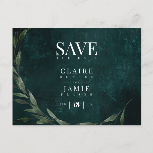 Save The Date, Classic Green Holiday Postcard (Front)