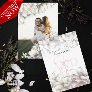 Save the Date   Classic Modern Ivory and Blush  Invitation