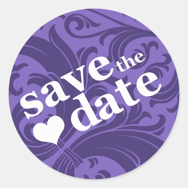 save the date classic round sticker (Front)