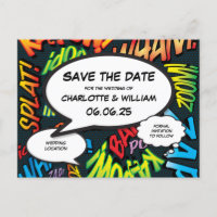 Save the Date Comic Book Theme Superhero Wedding
