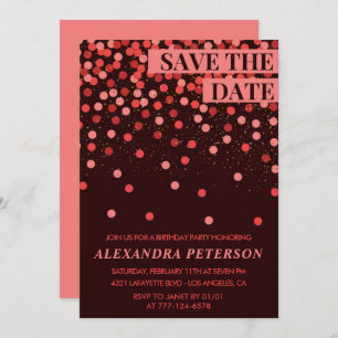 Save the date Confetti Red 98th birthday Invitation