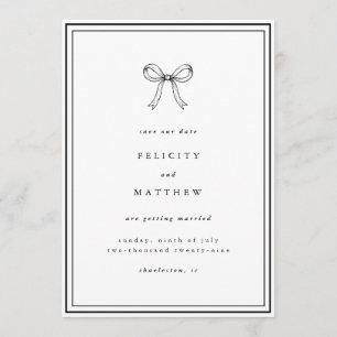 Save the Date Coquette Bow Wedding Announcement