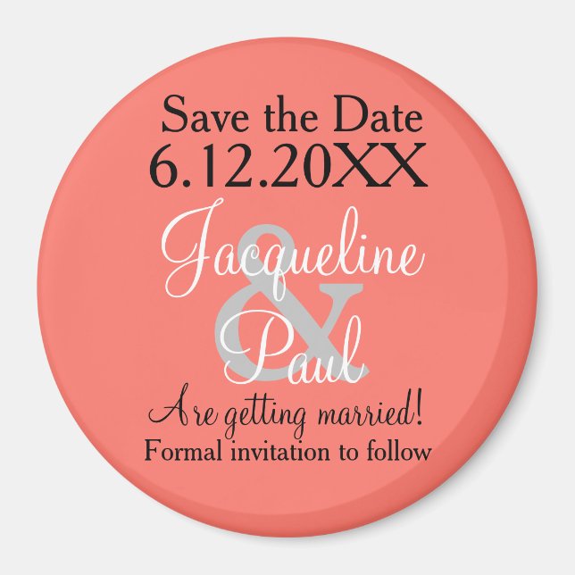 Save the Date Coral Magnets (Front)