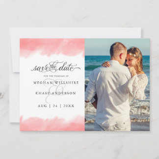 Save the Date | Coral Rose Watercolor Stroke Invitation