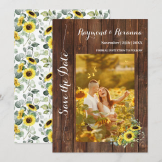 Save the Date Country Greenery Sunflowers Invitation