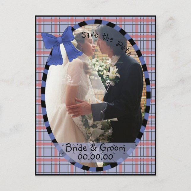 Save the Date Country Patchwork Postcard (Front)