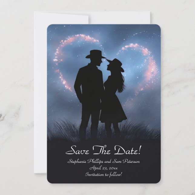 Save the Date Country Western Cowboy Cowgirl  Invitation (Front)